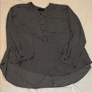 Lane Bryant Monochrome Polka Dot Blouse design. Perfect for any occasion.